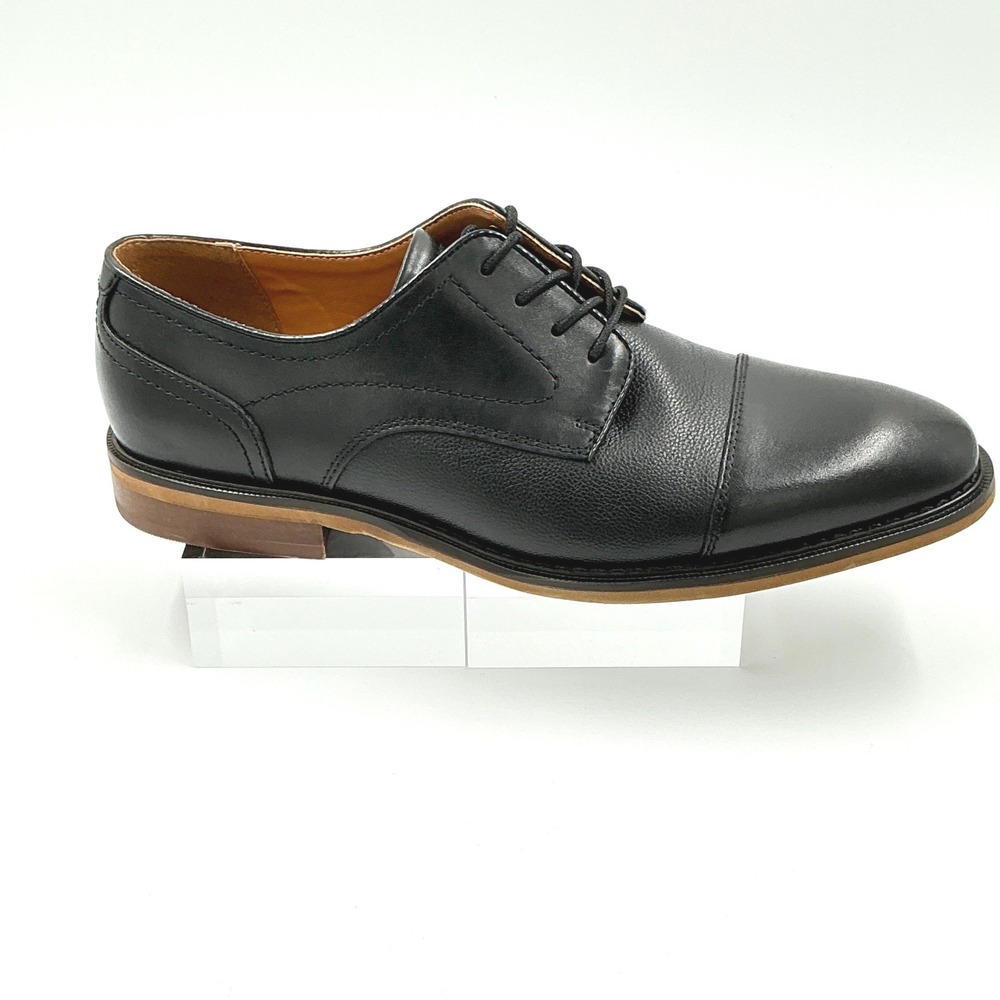 Nordstrom Rack Mens Size 11 Black Leather Cap Toe Derby Dress Shoes NEW Radian